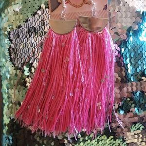 Pink Lady tassel earrings